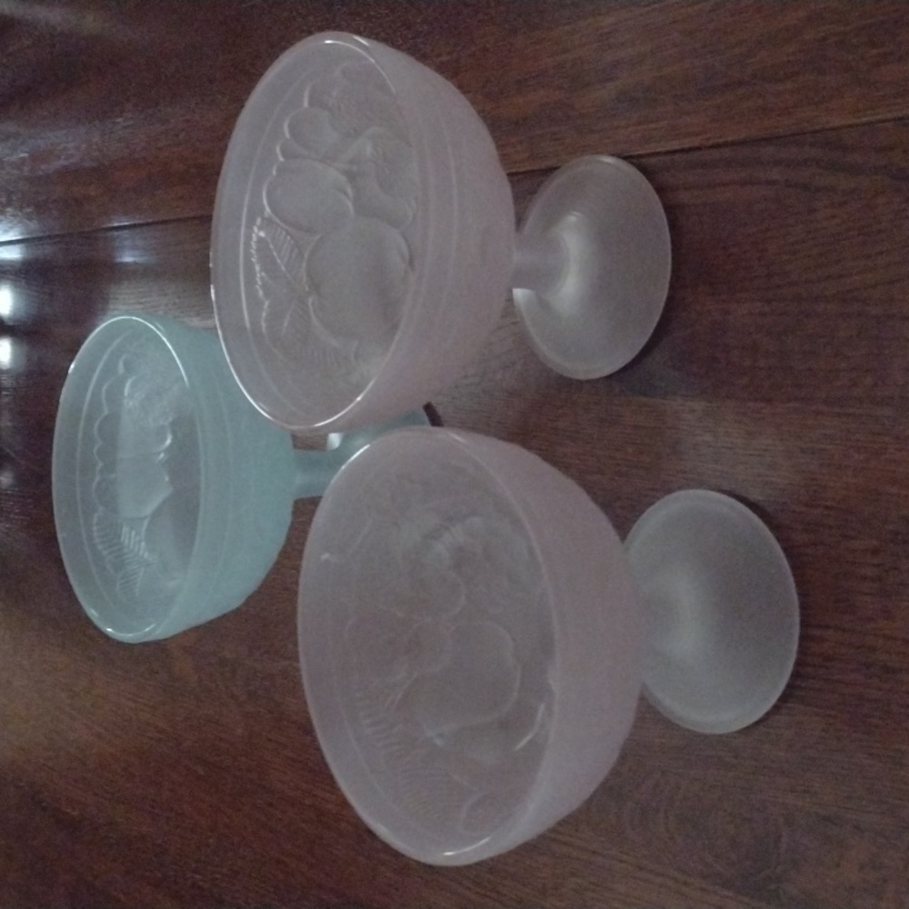 Vintage Luminarc Satin Frosted Dessert Glasses